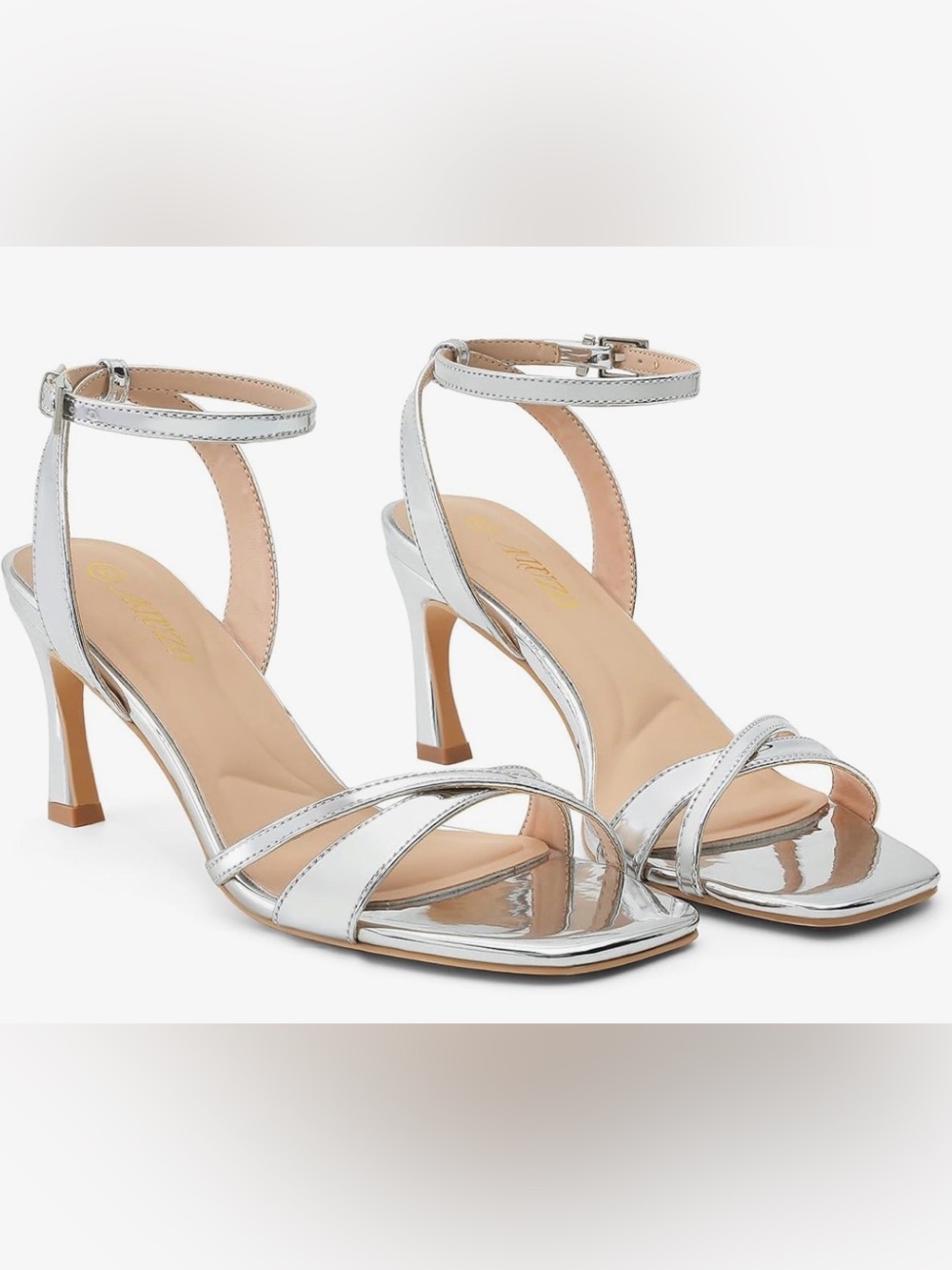Black Ankle-Strap Square Toe 3” Short Stiletto Heel Sandals US 7 & 9.  NWT - Picture 4 of 15